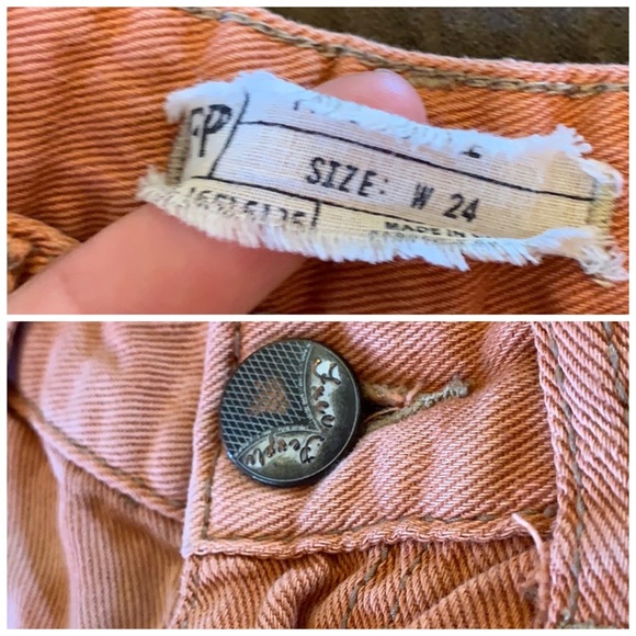 Free People rust orange gray hem denim shorts jean - Picture 8 of 8